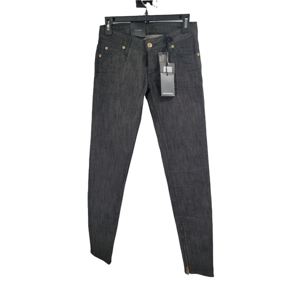 NEW DSQUARED2 WOMENS SIZE 36 LOW RISE SKINNY LEG BLACK JEANS
